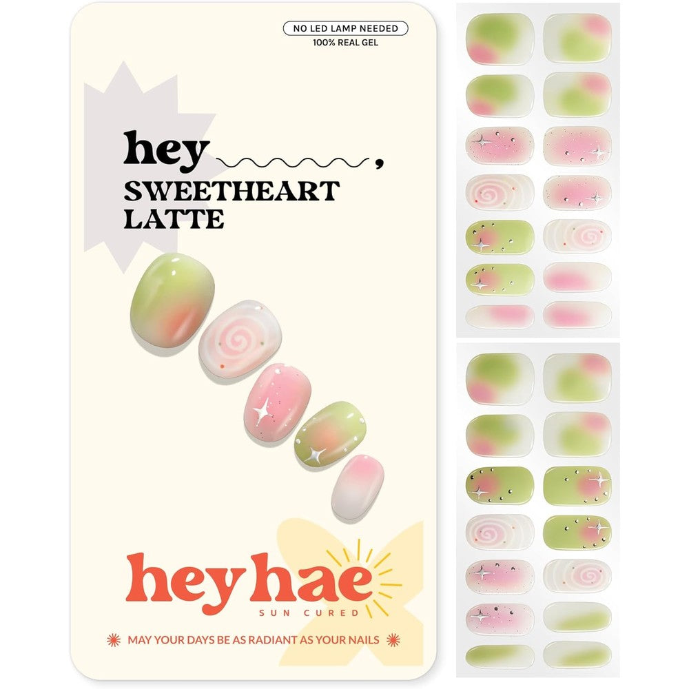 Heyhae Sweetheart Latte semi-cured gel nail strips front packaging