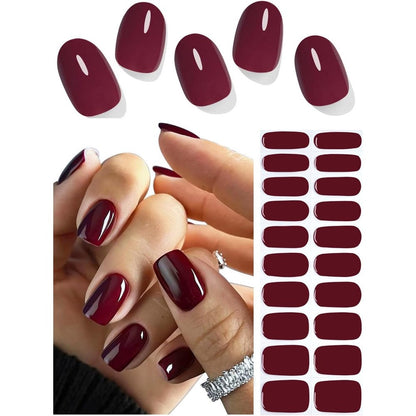 Kalolary semi cured gel nail strips in wine red front view