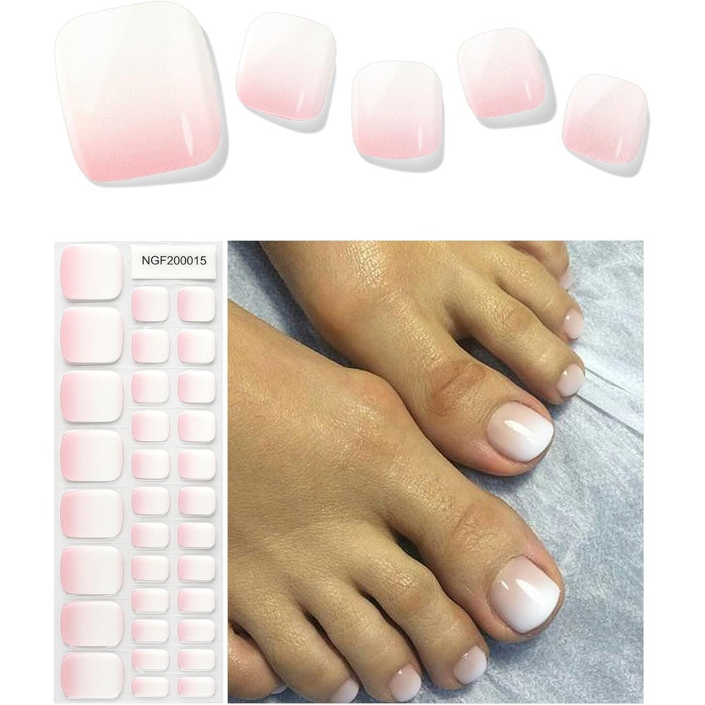 Kalolary pink gradient gel toenail strips front view