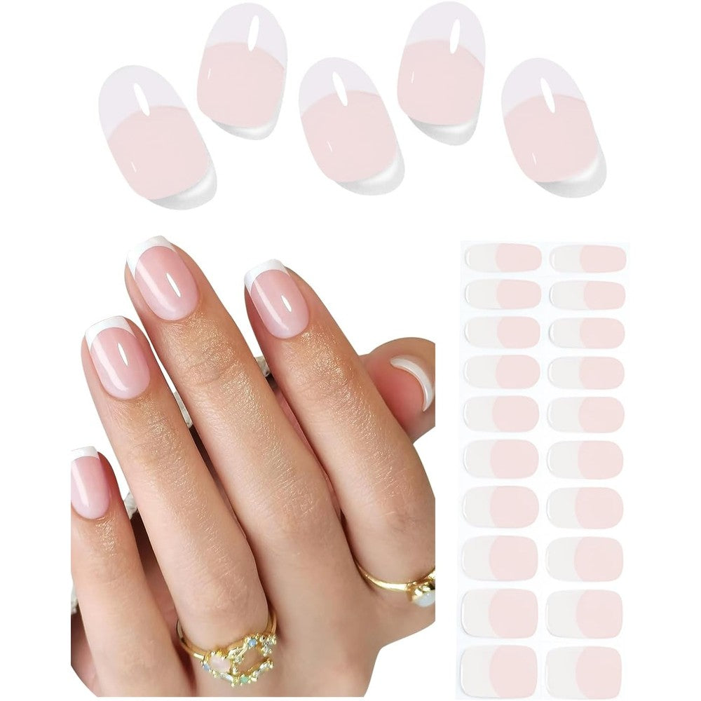 AutyaMee classic French semi-cured gel nail strips front view