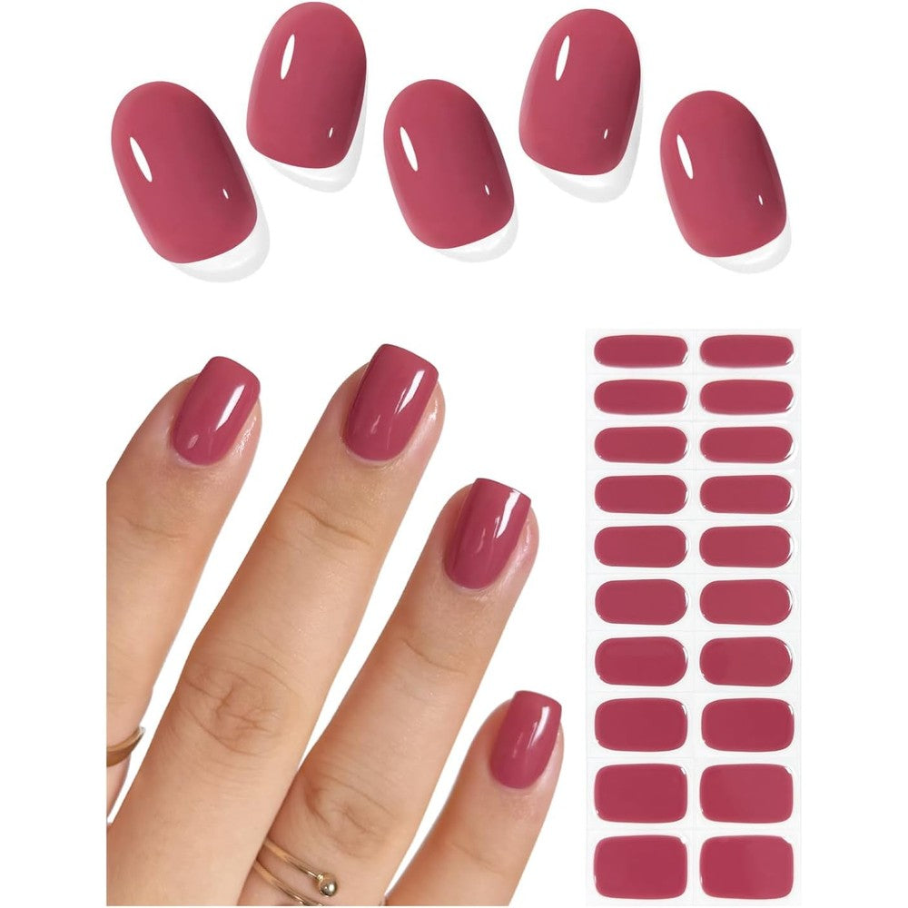 AutyaMee semi cured gel nail strips dry rose red front packaging