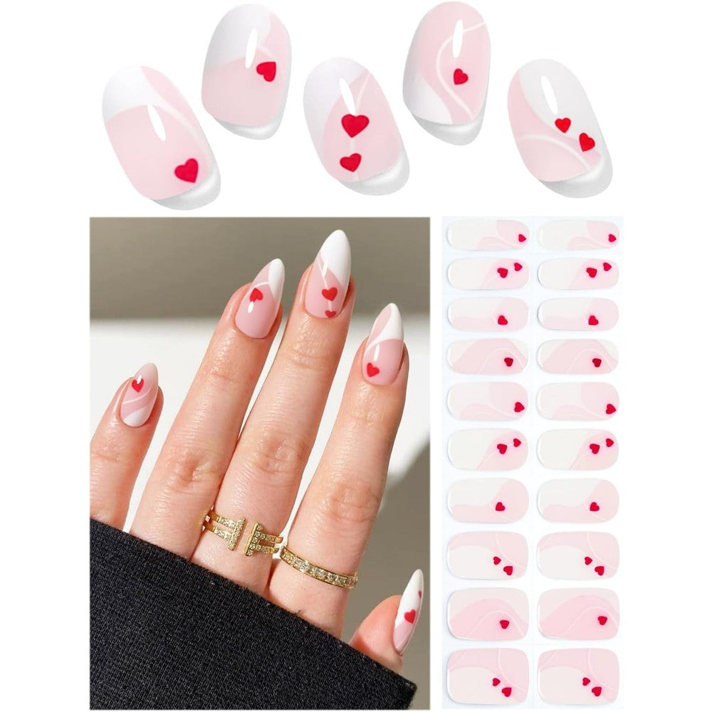 Wahrshei Valentine Style H semi cured gel nail strips front packaging view