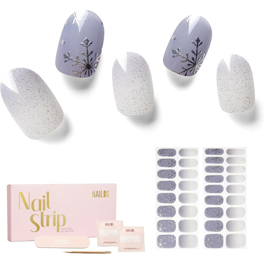Nailog Snow Rain semi cured gel nail strips front packaging