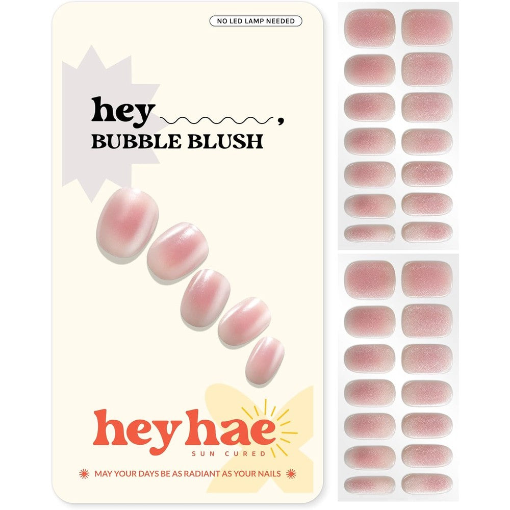 Heyhae Bubble Blush semi-cured gel nail strips front packaging