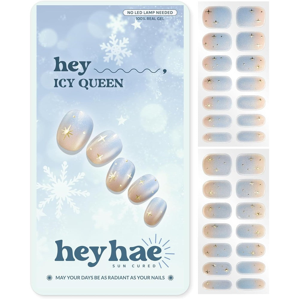 Heyhae Icy Queen semi cured gel nail strips front view packaging