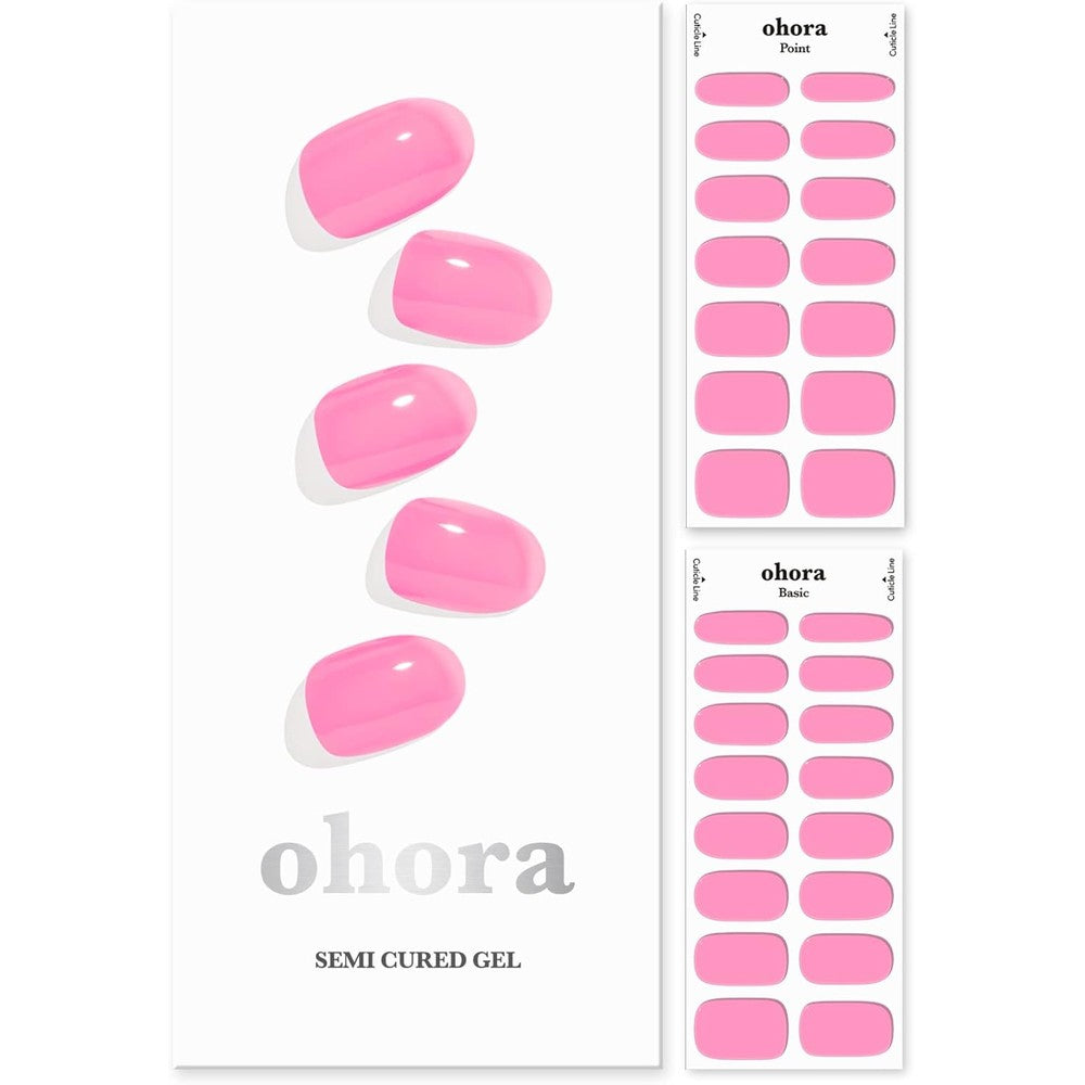 Ohora Semi Cured Gel Nail Strips N Tint High Teen Pink 30 Pieces With Prep Pads Nail File And Wooden Stick For Salon Quality Manicure - Image 1