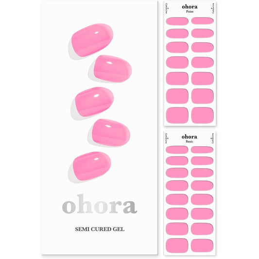 Ohora Semi Cured Gel Nail Strips N Tint High Teen Pink 30 Pieces With Prep Pads Nail File And Wooden Stick For Salon Quality Manicure - Image 1