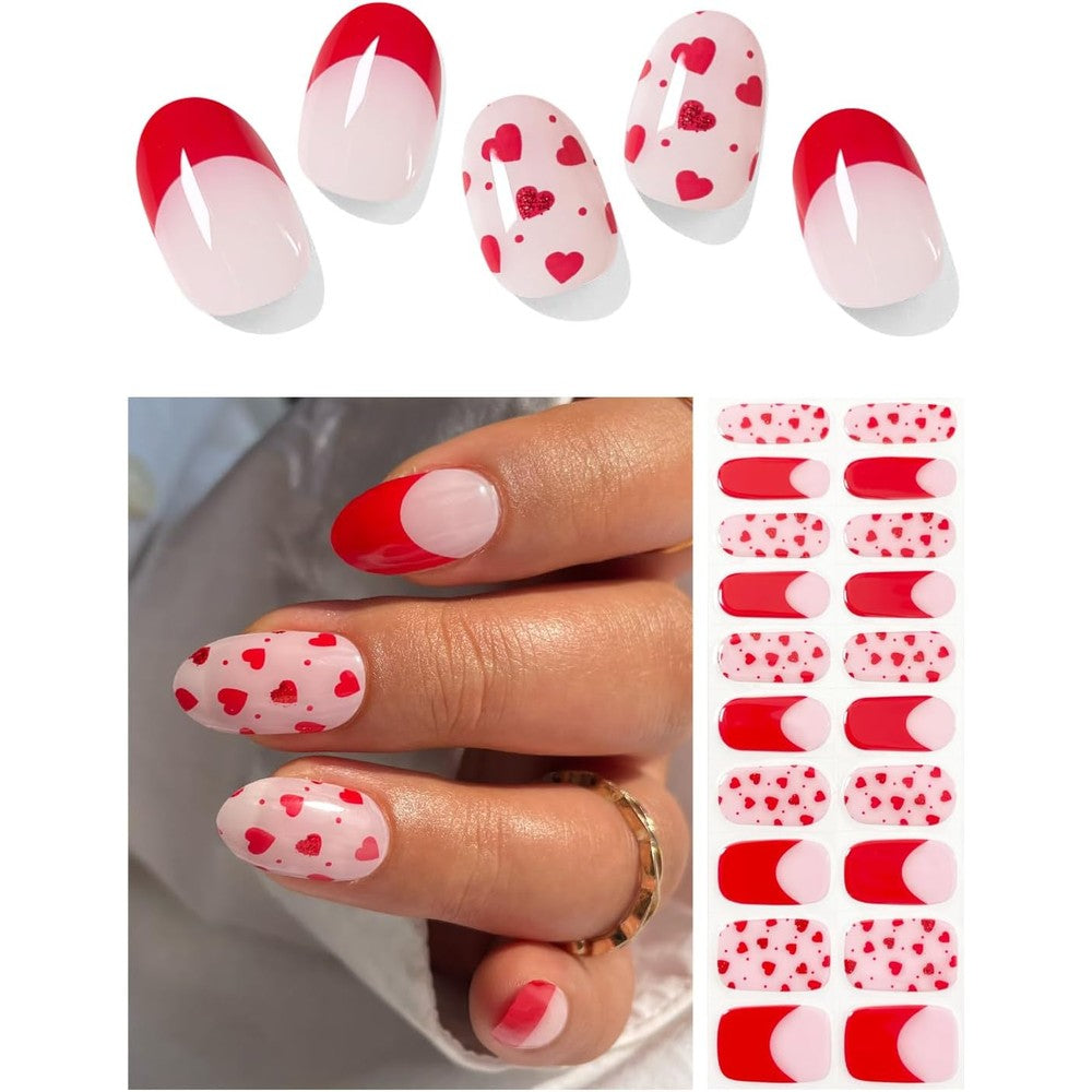 AutyaMee Semi Cured Gel Nail Strips Red Heart N front view packaging