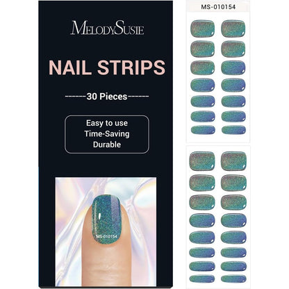 MelodySusie 30 pieces semi cured gel nail strips chrome packaging front view