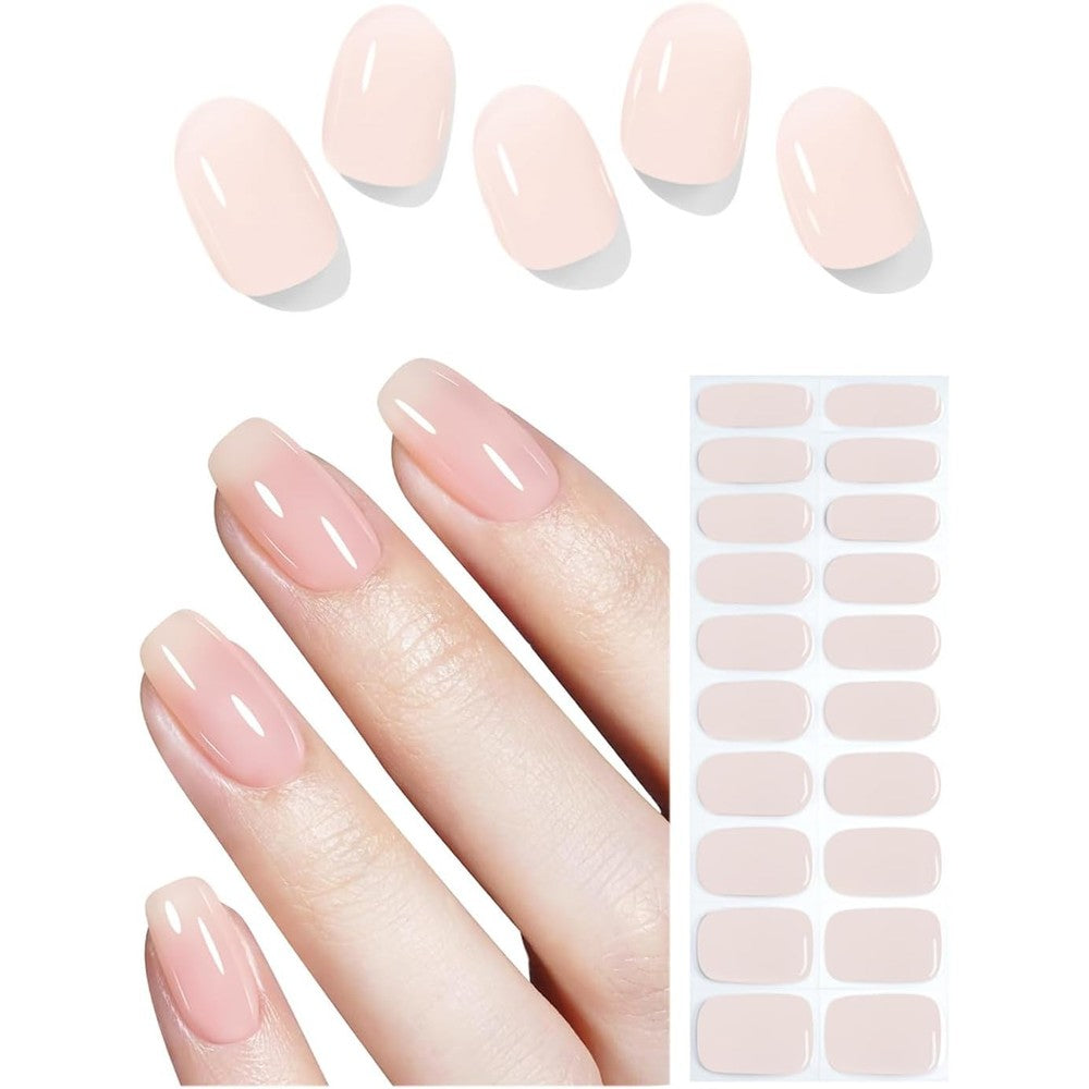 Nailog semi cured gel nail strips jelly nude front view