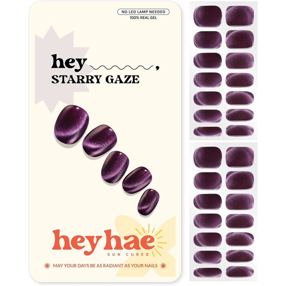 Heyhae Starry Gaze semi-cured gel nail strips front packaging view