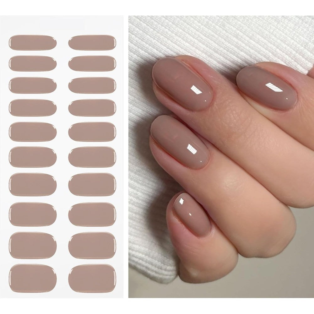 Jmeowio coffee semi cured gel nail strips front packaging