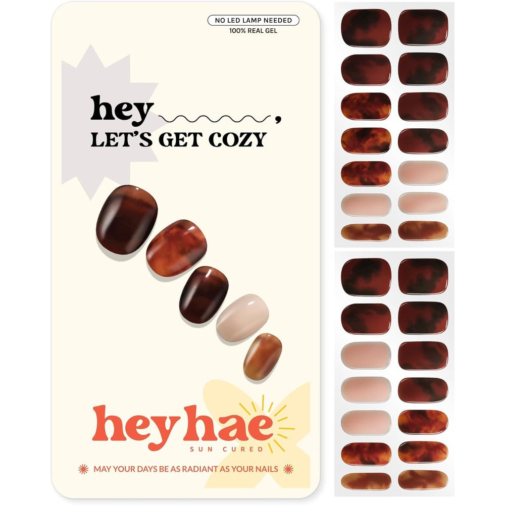 Heyhae Let's Get Cozy semi cured gel nail strips front view