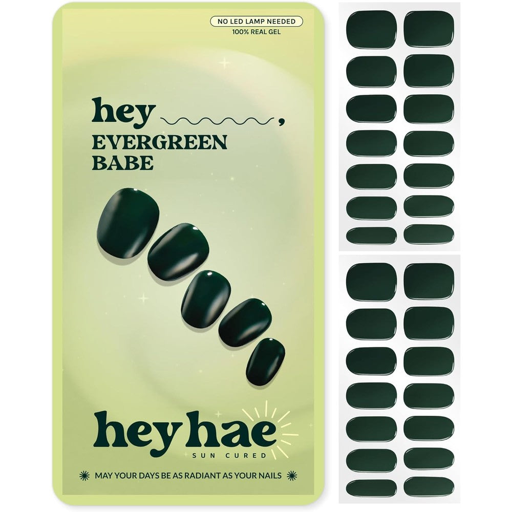 Heyhae Semi Cured Gel Nail Strips Evergreen Babe front view packaging