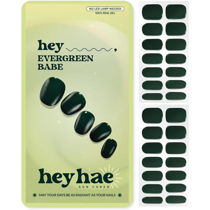 Heyhae Semi Cured Gel Nail Strips Evergreen Babe front view packaging