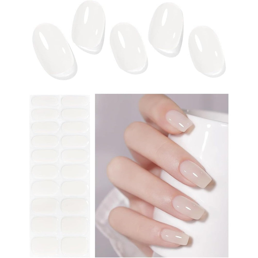 AutyaMee Jelly White semi cured gel nail strips packaging front view