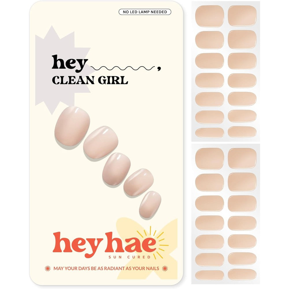 Heyhae Semi Cured Gel Nail Strips Hey Clean Girl Design Salon Quality Manicure With 28 Strips And Application Kit - Image 1