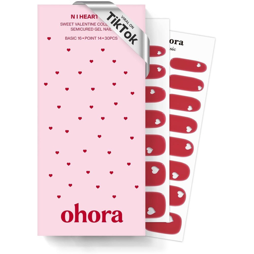 Ohora N I Heart You semi-cured gel nail strips front view