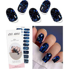 Jmeowio dark blue semi-cured gel nail stickers kit front view