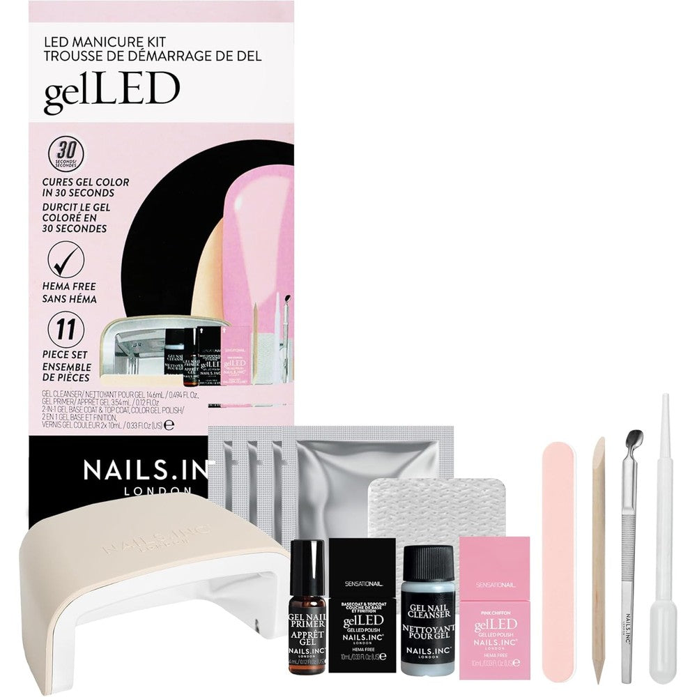 Nails Inc GelLED manicure starter kit front view with lamp