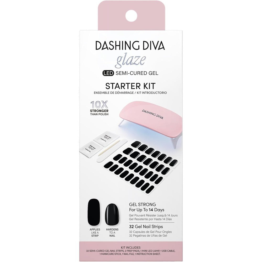 Dashing Diva Glaze Real Black Gel Nail Starter Kit front view
