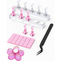 HomTop nail stand set front view showing acrylic bases and colorful holders