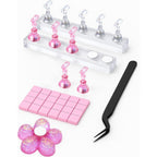 HomTop nail stand set front view showing acrylic bases and colorful holders