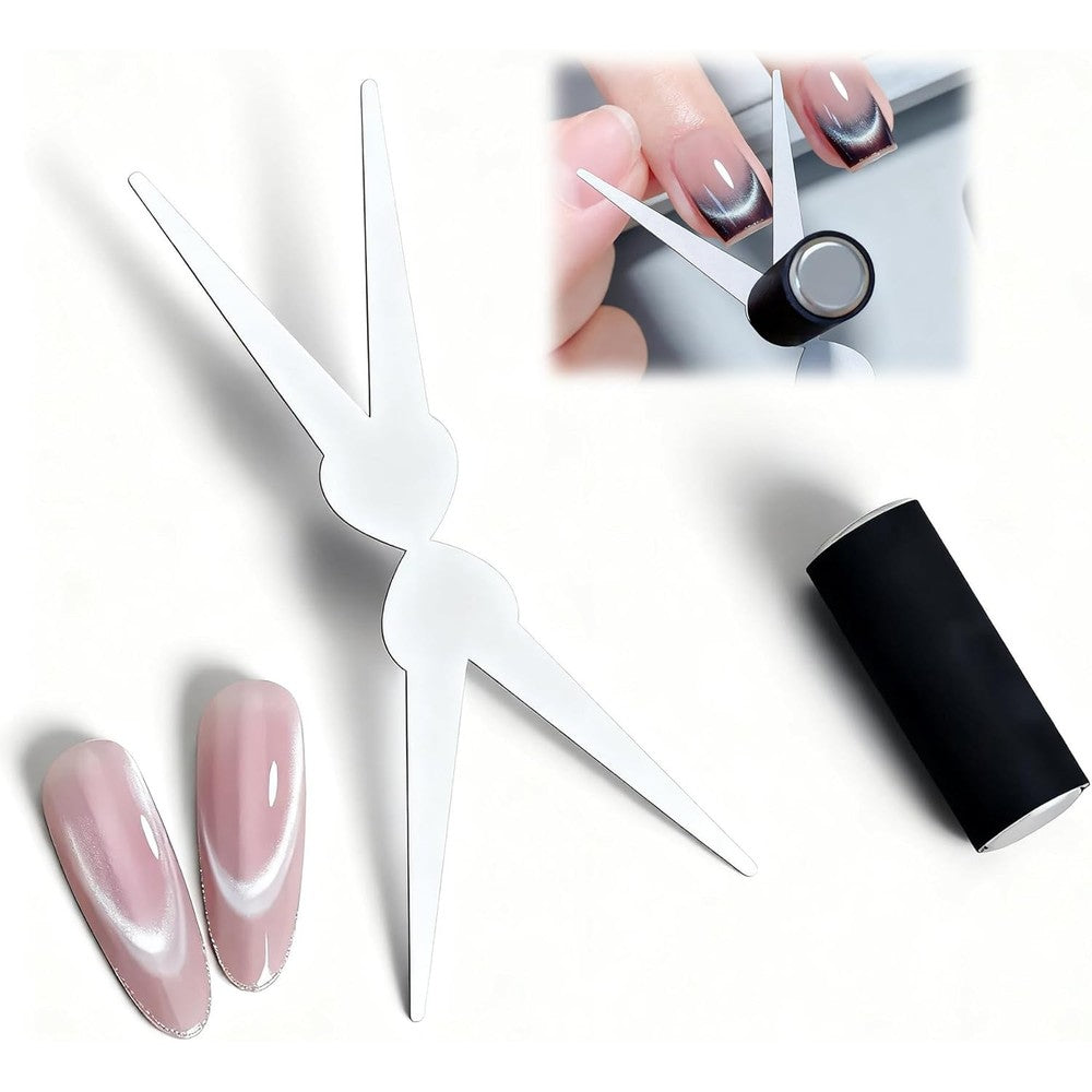 Wusairx Cat Eye Nail Magnet Tool 2 Piece Set With Scissor And French Tip Design For Precise Gel Polish Manicure Art - Image 1