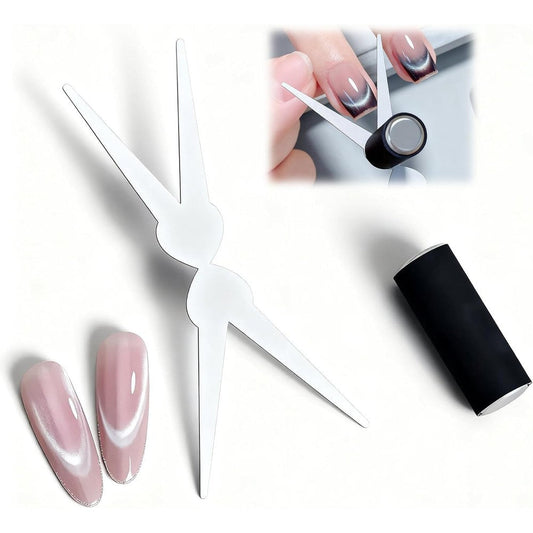 Wusairx Cat Eye Nail Magnet Tool 2 Piece Set With Scissor And French Tip Design For Precise Gel Polish Manicure Art - Image 1