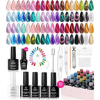 Beetles Cat Eye Gel Nail Polish Set front view showing 36 color bottles and magnetic kit accessories
