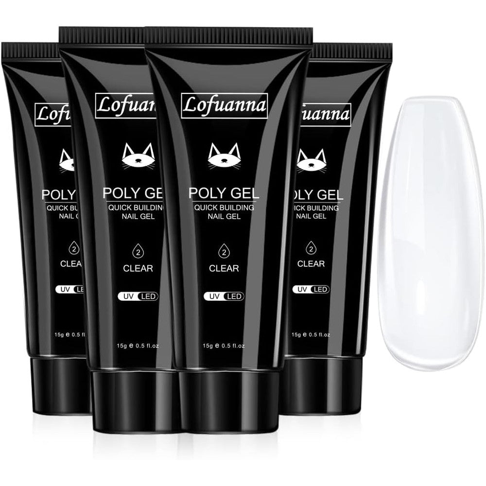 Lofuanna poly nail gel extension kit front view showing 4 tubes