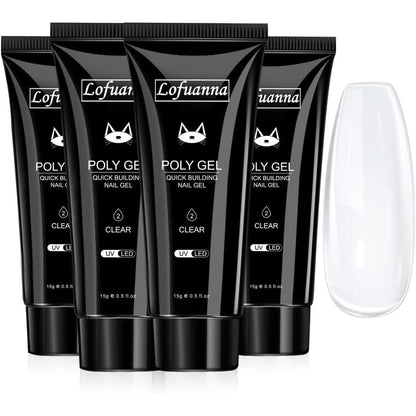Lofuanna poly nail gel extension kit front view showing 4 tubes