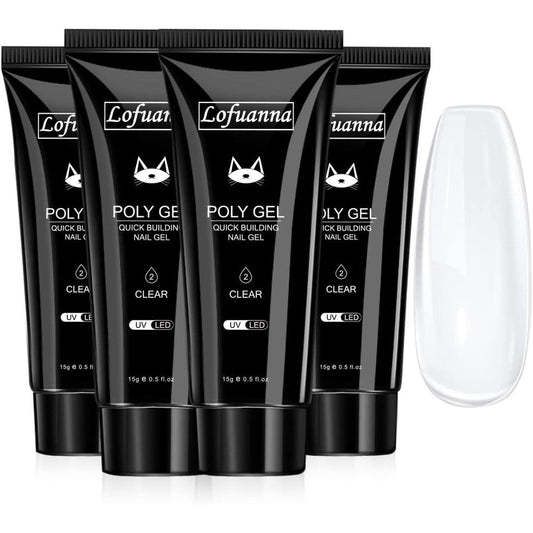 Lofuanna poly nail gel extension kit front view showing 4 tubes