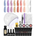 Phoenixy poly nail gel kit front view with lamp and colors