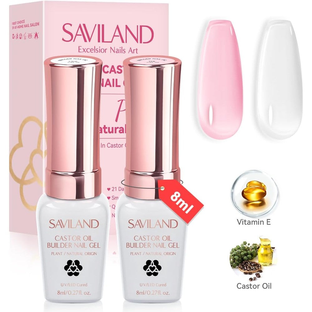 Saviland Builder Nail Gel Clear Pink bottle front view