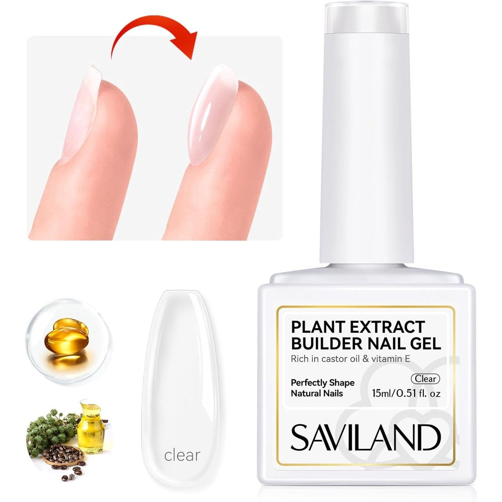 Saviland Clear Builder Nail Gel 15ml bottle front view