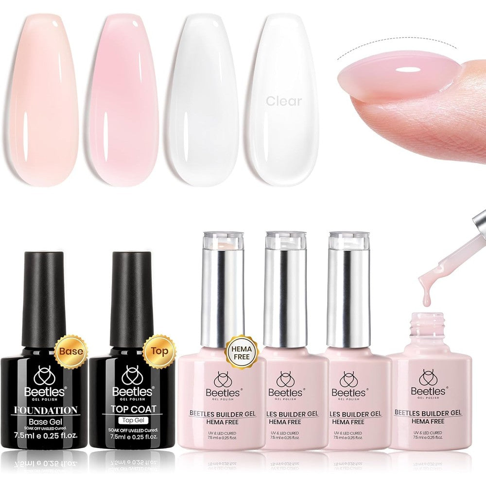Beetles builder gel set Blush Whisper four colors and top base coat
