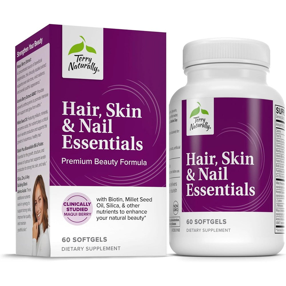 Terry Naturally Hair Skin & Nail Essentials 60 softgels for daily health