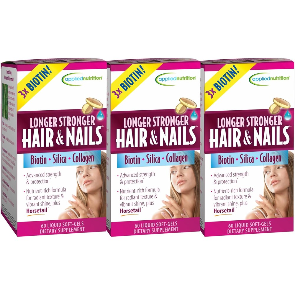 Applied Nutrition Longer Stronger Hair & Nails liquid softgels with biotin and collagen