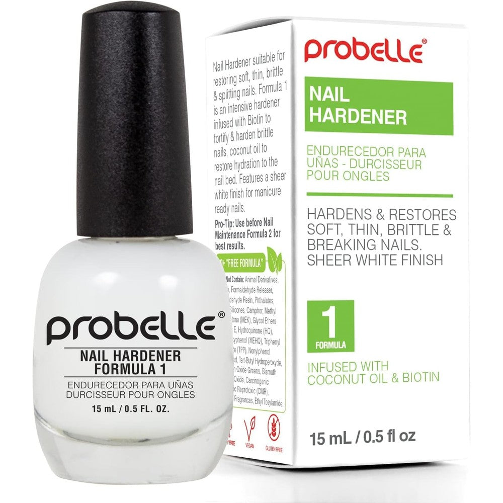 Probelle Nail Hardener Formula 1 clear treatment bottle for brittle nails and repair