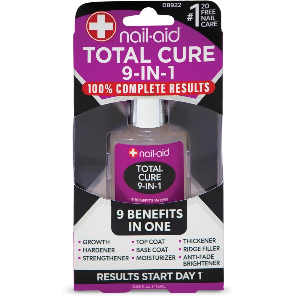 Nail-Aid Total Cure 9 in 1 Nail Treatment clear bottle for brittle nails and growth