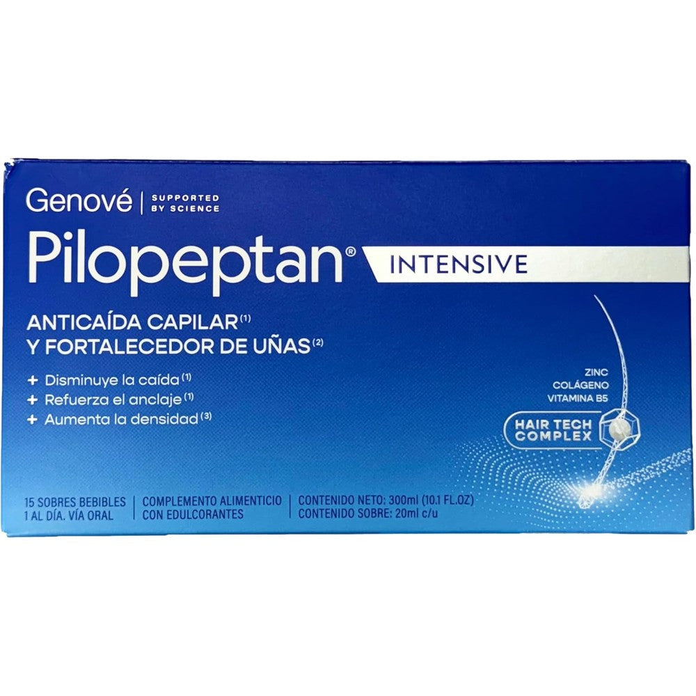 Genove Pilopeptan Intensive 150g front view hair and nail supplement sachets.