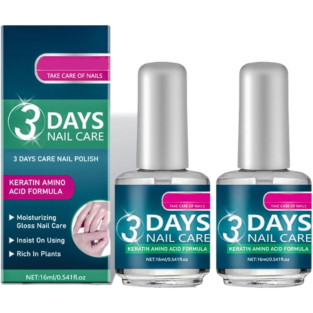 Generic 3 Days Nail Care front view showing the twin pack clear bottles for nail strengthening.