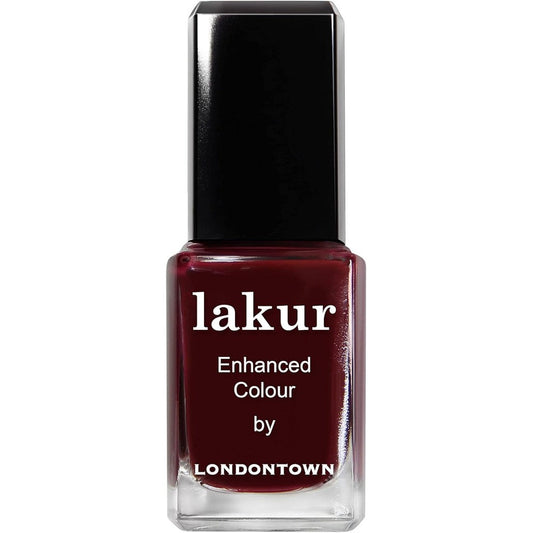 LONDONTOWN Lakur Elderberry nail polish bottle front view for non-toxic manicure