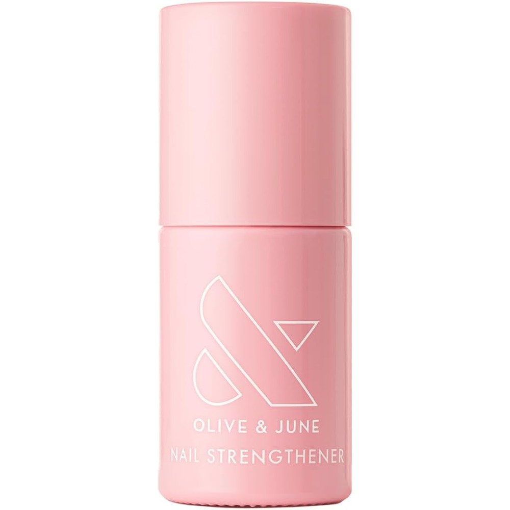 Olive and June Nail Strengthener clear bottle front view for weak brittle nails