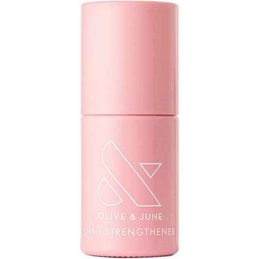 Olive and June Nail Strengthener clear bottle front view for weak brittle nails