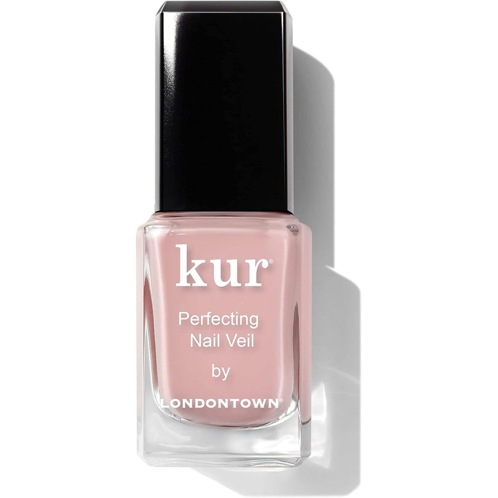 Londontown Kur Perfecting Nail Veil front view bottle with sheer pink tint.