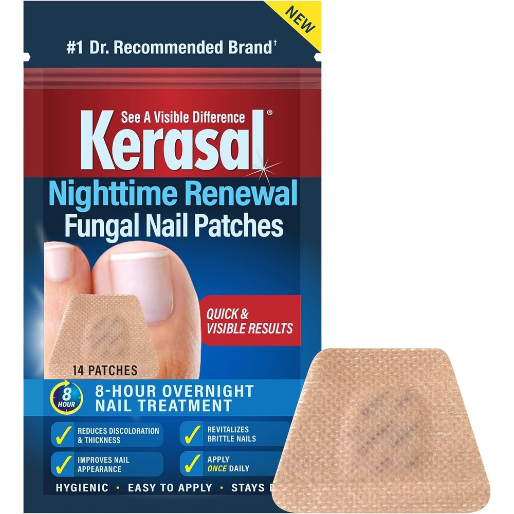Kerasal Nighttime Nail Renewal Patches front packaging for fungal damage repair