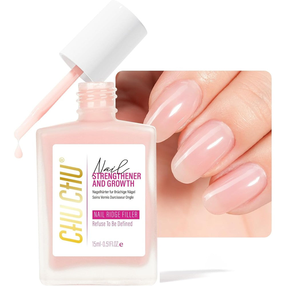 Chuchu 8-in-1 soft pink nail strengthener 15ml bottle front view