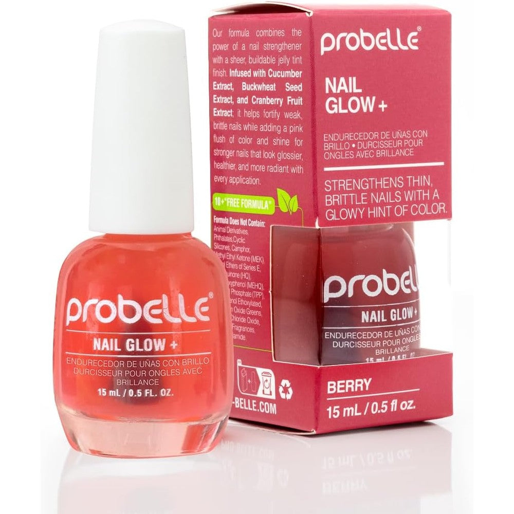 Probelle Nail Glow Plus Berry sheer jelly nail strengthener front view